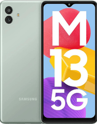 Samsung Galaxy M13 5G smartphone showcasing its sleek design and vibrant display, ideal for modern connectivity and performance.